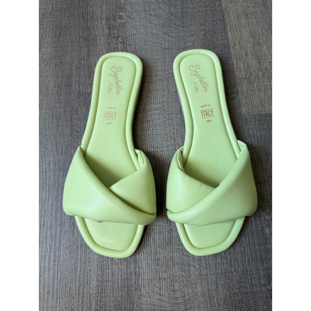 Seychelles Breath of Fresh Air Green‎ Sz 9.5 Italy Slip On Slide Sandals Comfort